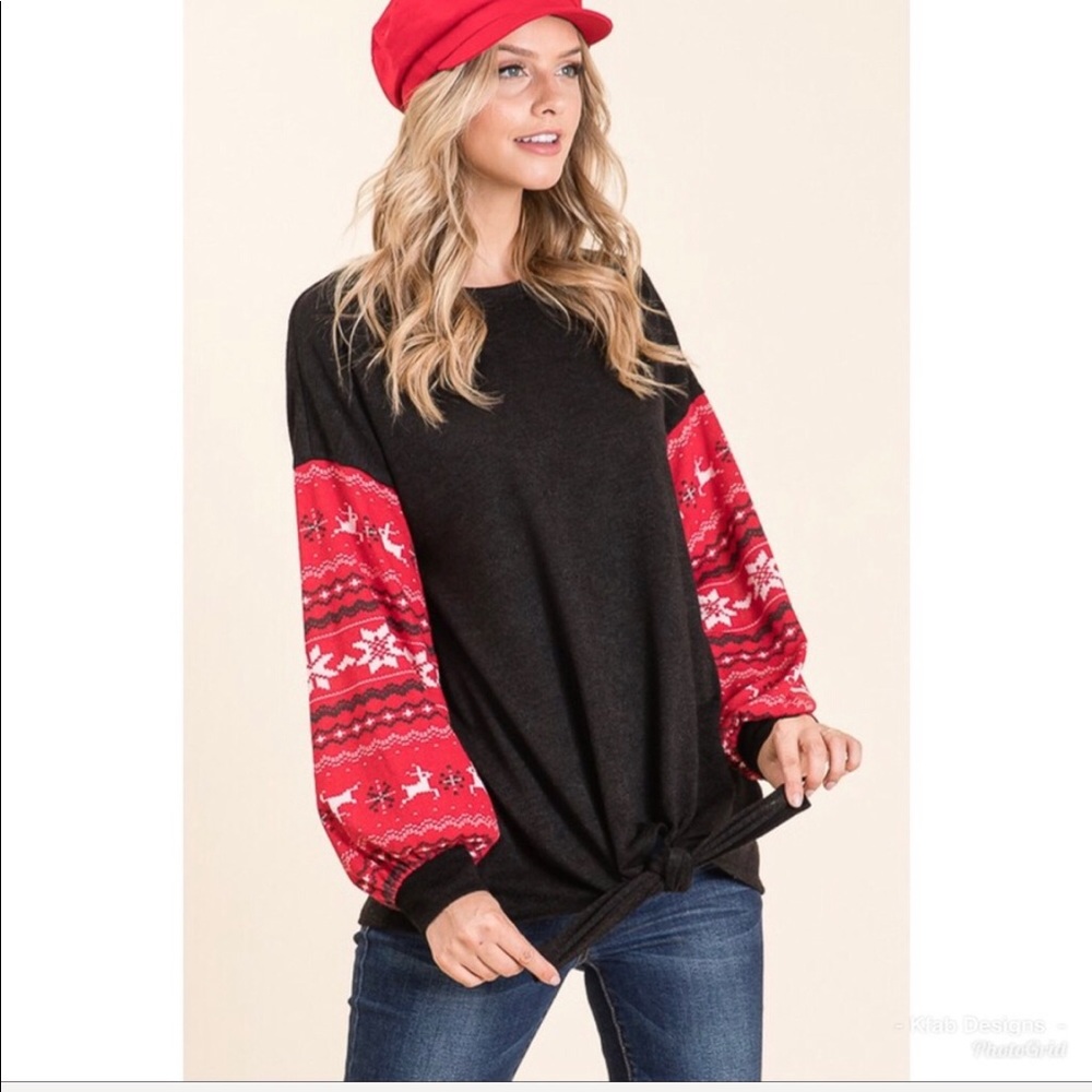 LAST! Puff Holiday Sleeve Soft Sweater Top! - Picture 3 of 7